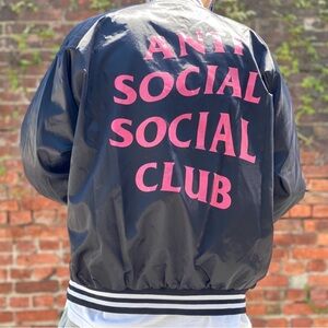 Anti Social Social Club Black and White Bomber Jacket